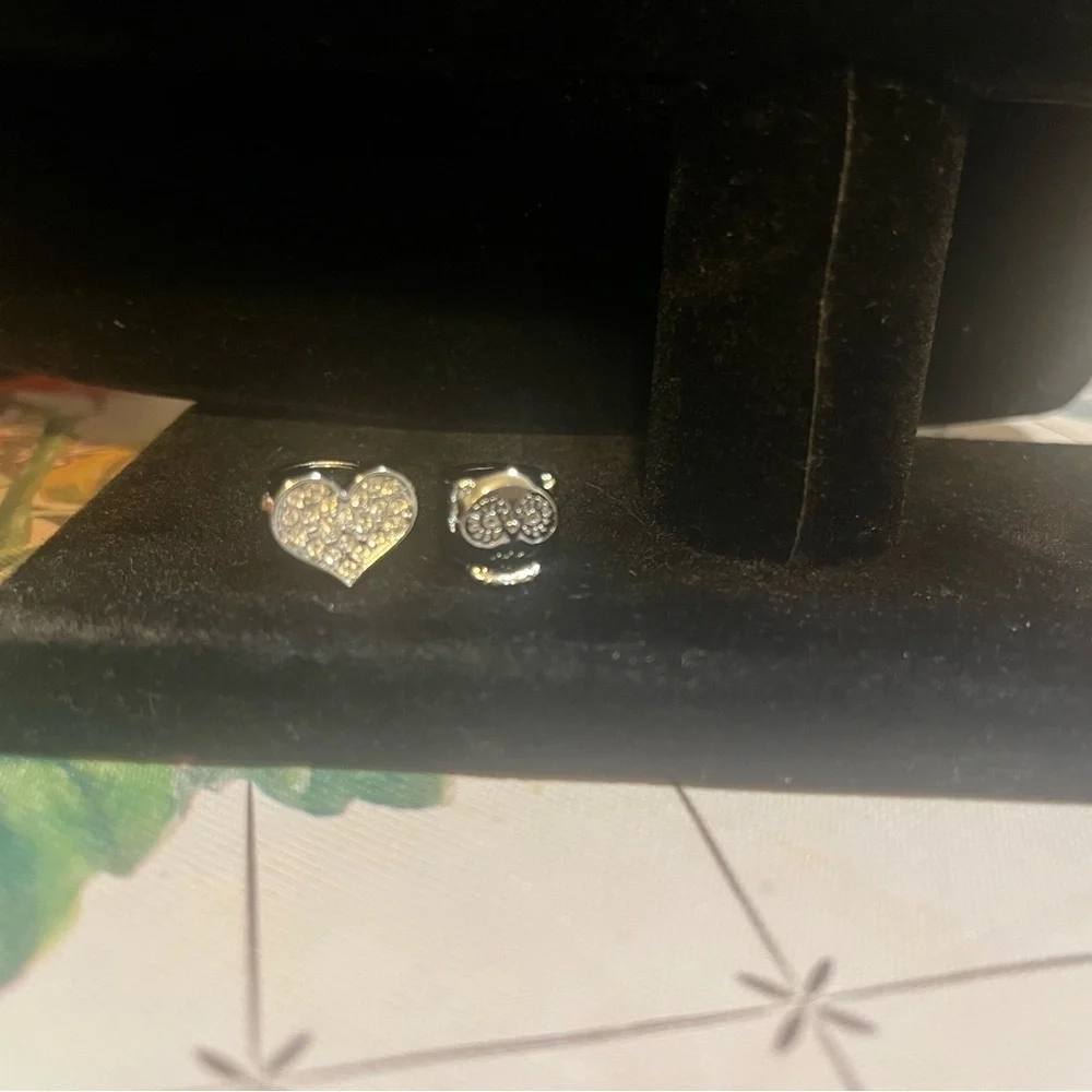 Sparkling Silver‎ Heart and búho charm